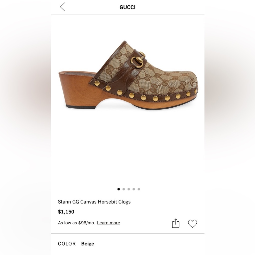 Gucci Stann GG Canvas Horsebit Clogs (size 38)